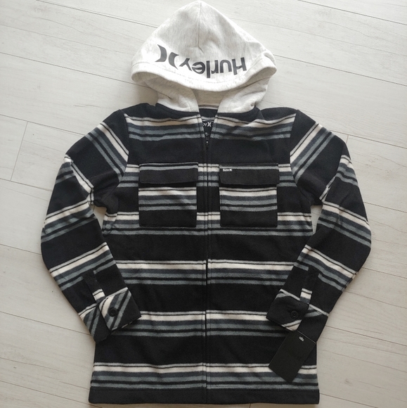 HURLEY NEW boys Artic Fleece Full Zip Hoodie Shacket - Picture 1 of 13